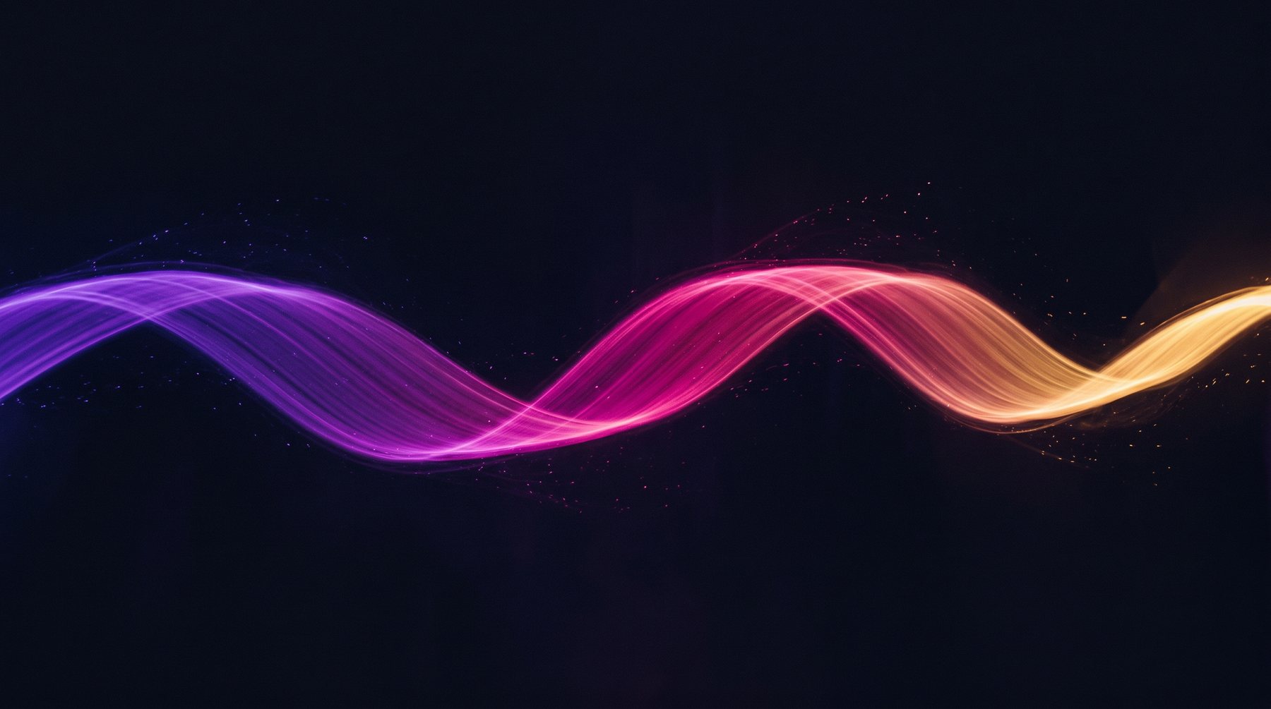 A ribbon of light shifting from purple through fuchsia to gold